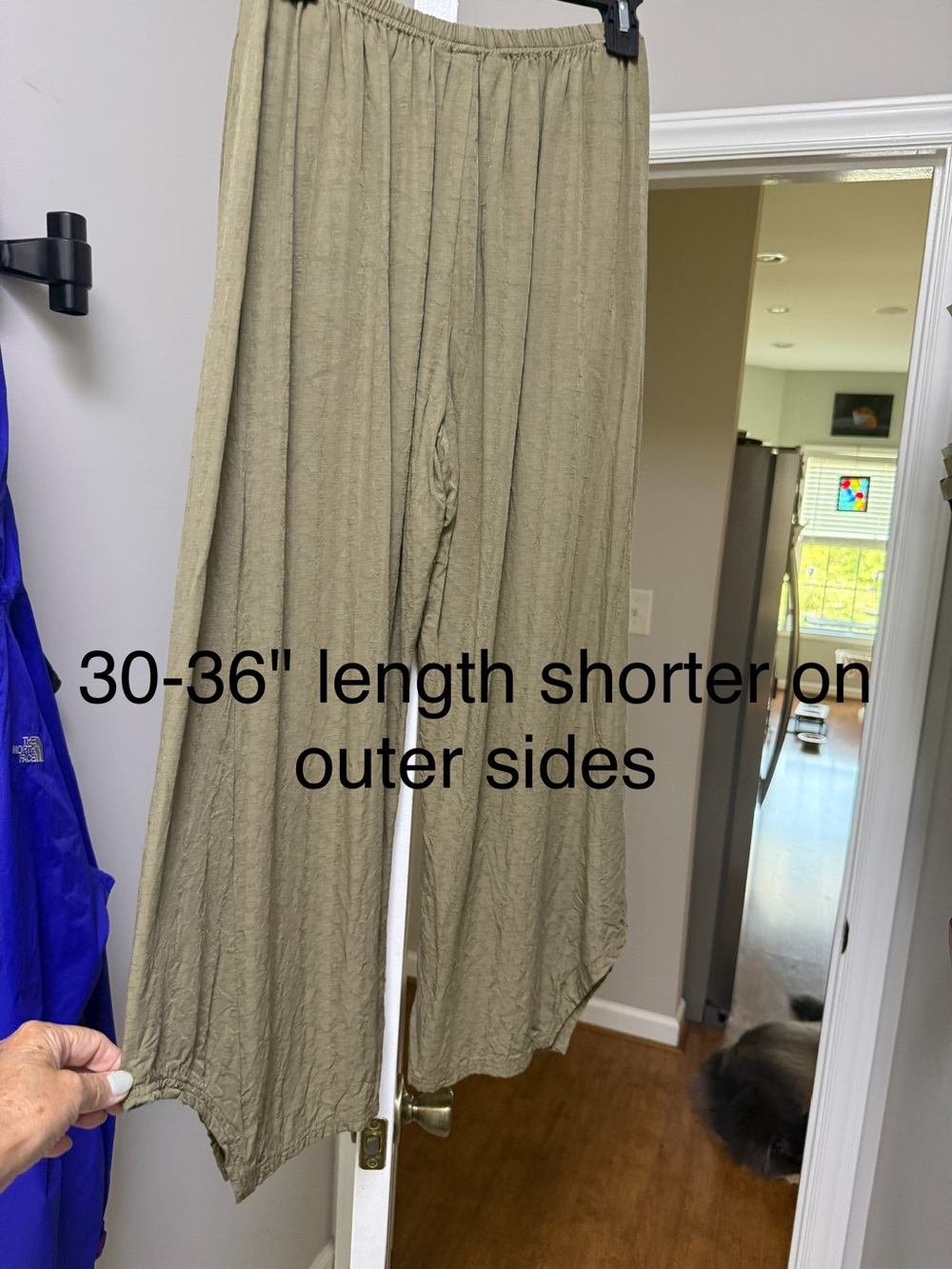 Women's Olive Green wide leg pants- Lightweight Summer Style